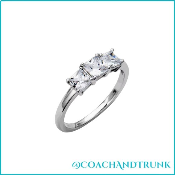 STERLING 3 PRINCESS CUT STONES PAST PRESENT FUTURE NWT RING SIZE 8.5 - Picture 3 of 4